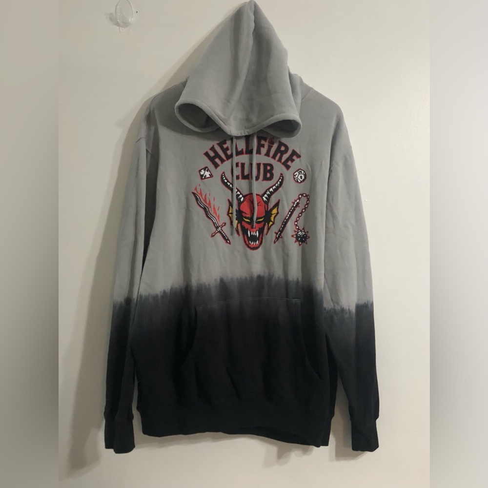 Netflix Stranger Things Hoodie tie dye HellFire Club graphic Kangaroo pocket XL